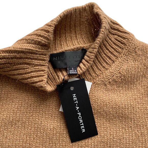 Nili Lotan Cambridge Short Sleeve Camel Hair Sweater Turtleneck Tan Size Small - Picture 9 of 9
